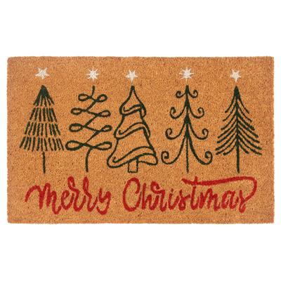 Fußmatte HANSE HOME "Kokos Five Christmas Trees, Türmatte", braun (kokos), B:40cm H:15mm L:70cm, Kokos, Teppiche, Schmutzfangmatte, Rutschfest, Outdoor, Weihnachten, Kokosmatte, Flur Image