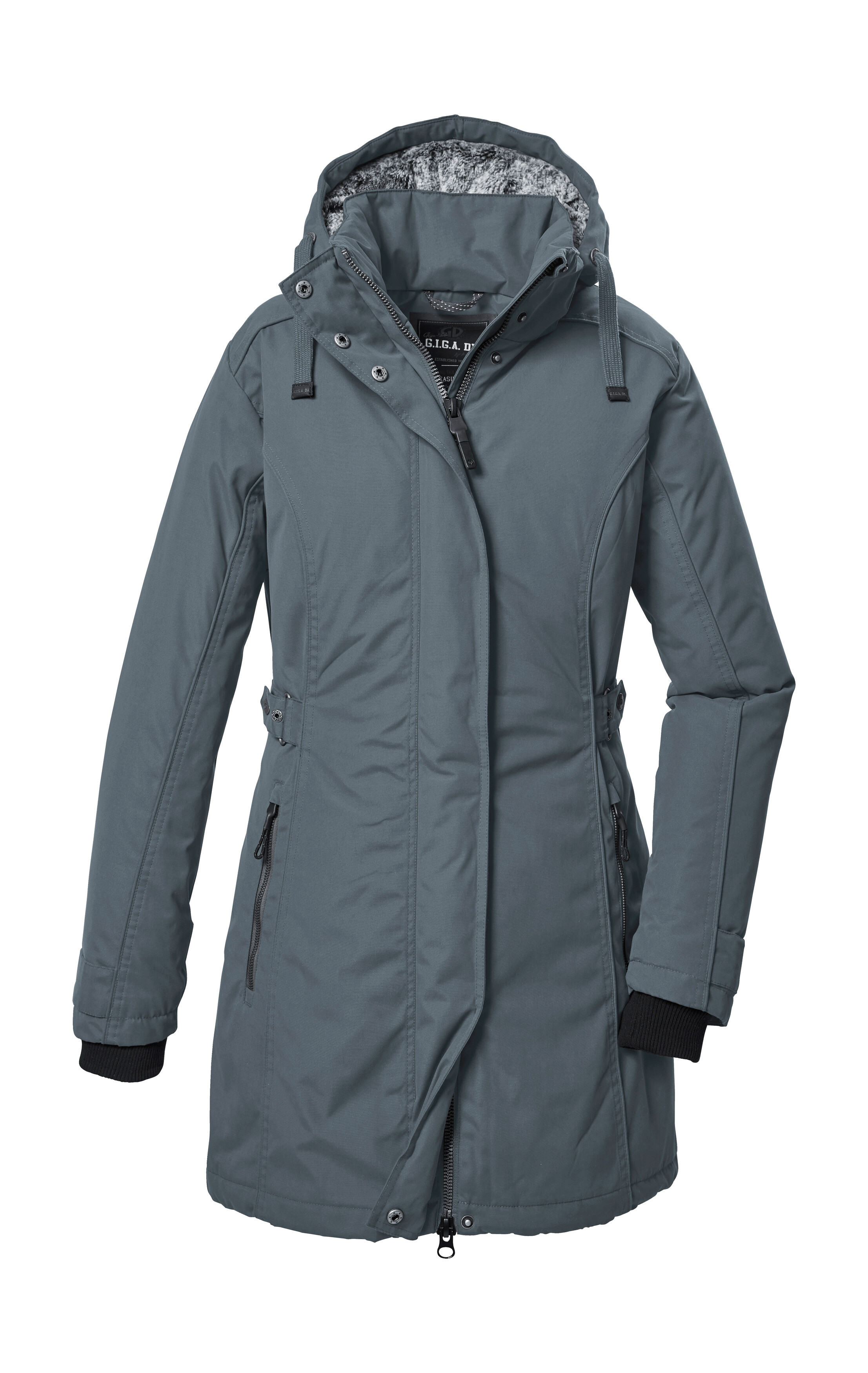 Parka "GW 70 WMN PRK", Damen, Gr. 44, blau (graublau), Oberstoff: 88% Polyester, 12% Baumwolle, Futter: 100% Polyester, Füllung: 100% Polyester, G.I.G.A. DX BY KILLTEC, Sportlich, Jacken, Wind- und wasserdichter Damenparka, atmungsaktiv, mit Fleece. Image
