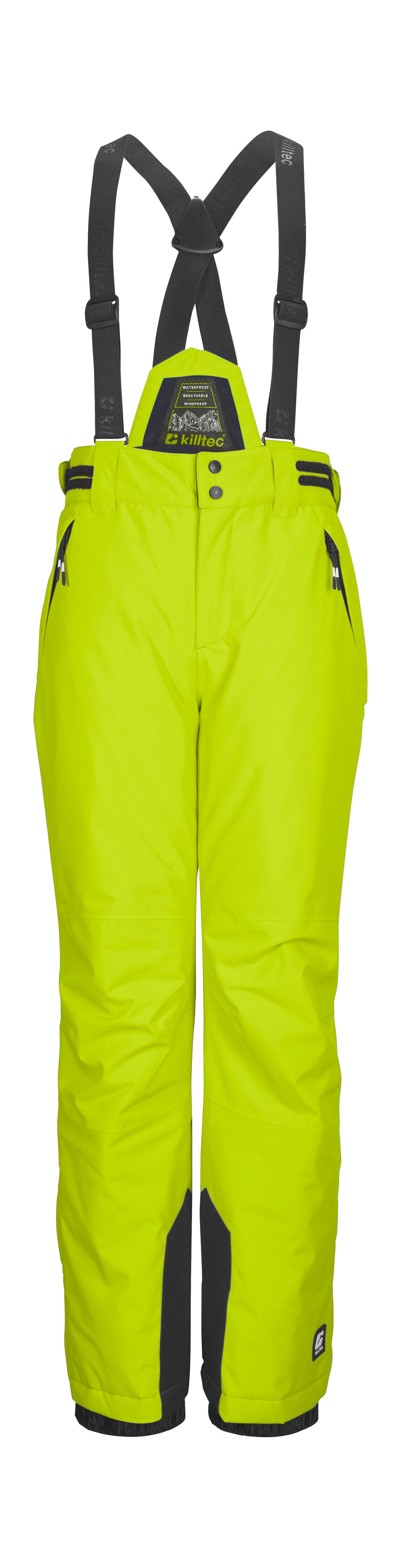 Skihose KILLTEC "KSW 214 BYS SKI PNTS", Kinder, Gr. 152, Normalgrößen, gelb (neongelb), Oberstoff: 100% Polyester, Futter: 100% Polyester, Füllung: 100% Polyester, Hosen, Wasserdichte, atmungsaktive Skihose mit verstellbarem Latz. Image