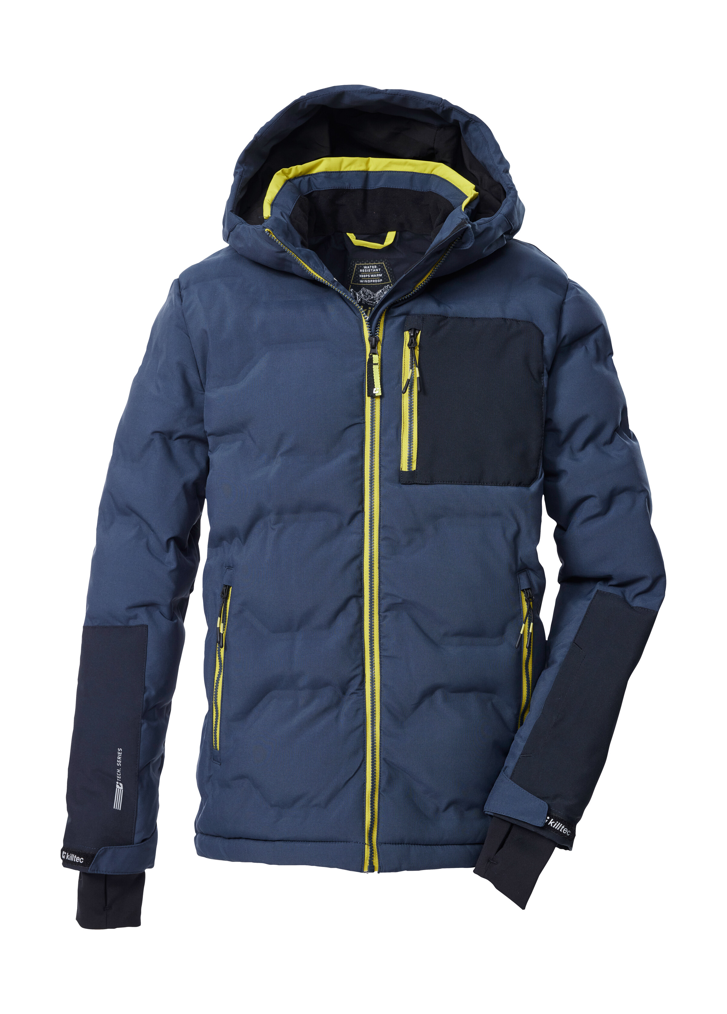 Steppjacke KILLTEC "KSW 203 BYS QLTD JCKT", Kinder, Gr. 140, nachtblau, Oberstoff: 100% Polyester, Futter: 100% Polyester, Füllung: 100% Polyester, Jacken, Winddichte Kinderjacke mit 10.000 mm Wassersäule, verstellbarer Kapuze Image
