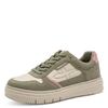 Plateausneaker TAMARIS, Damen, Gr. 38, mintgrün kombiniert, Leder, Lederimitat, kontrastfarbene Details, sportlich, Schuhe, Trendsneaker, Freizeitschuh, Schnürschuh im coolen Basket-Style