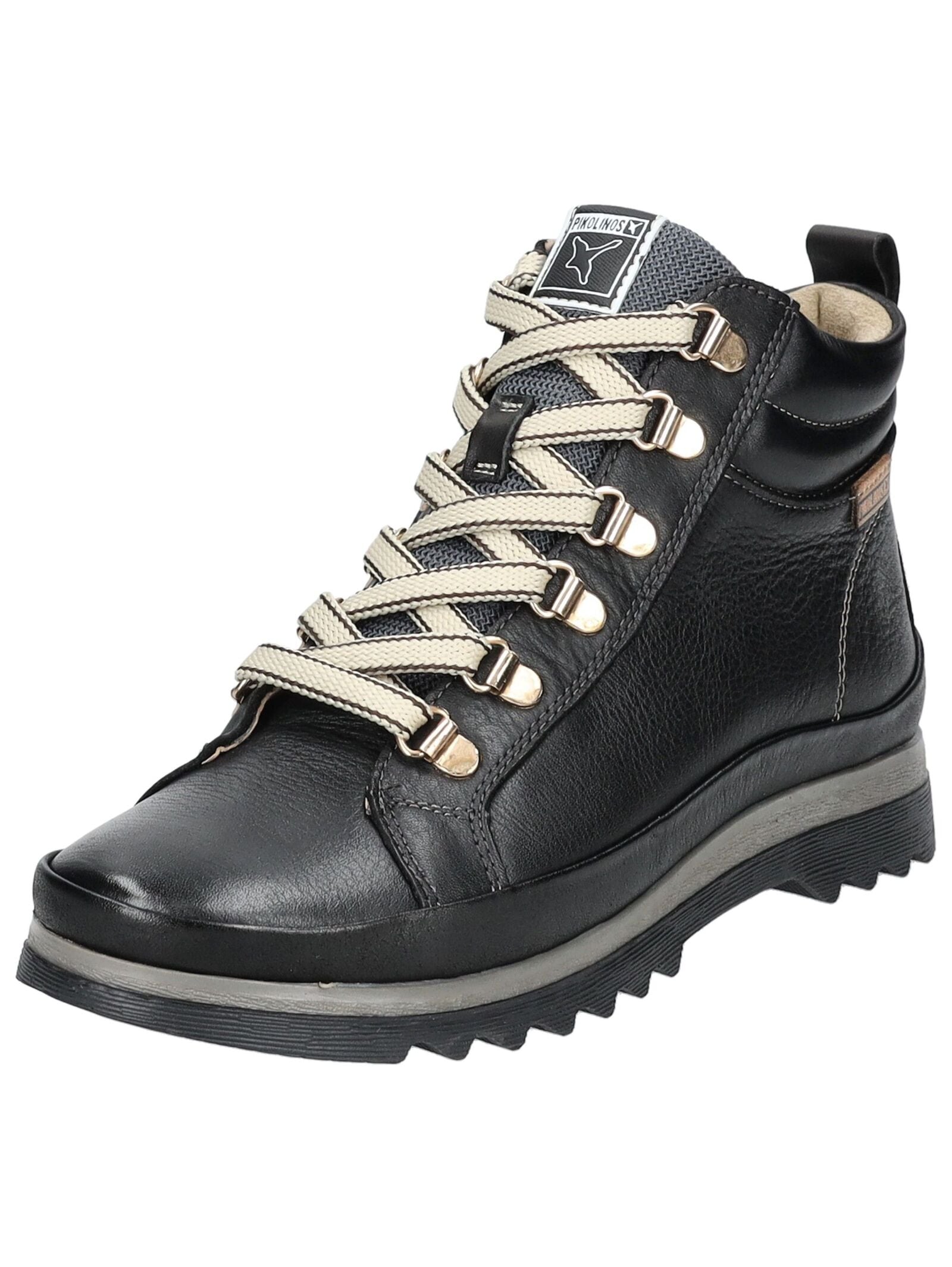 Schnürstiefelette PIKOLINOS "PIKOLINOS Stiefelette Leder", Damen, Gr. 39, schwarz, Leder, Schuhe Schnürstiefelette