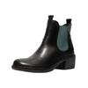 Stiefelette FLY LONDON "Fly London Stiefelette Leder/Textil", Damen, Gr. 37, schwarz (schwarz, grün), Leder, Textil, casual, Schuhe