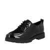 Schnürschuh RIEKER, Damen, Gr. 41, schwarz, Lacklederimitat, Textil, glänzend, sportlich, Schuhe, Loafer, Halbschuh, Business-Schuh mit weicher Innensohle