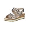 Keilsandalette CAPRICE "Caprice Sandalen Leder", Damen, Gr. 37, grau (taupe), Leder, casual, Schuhe