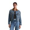 Jeansjacke MARC O'POLO "aus Circulose", Damen, Gr. L, tinted vintage blau wash, Obermaterial: 79% Baumwolle, 20% Viskose, 1% Elasthan, unifarben, casual, relaxed fit, Langarm Manschette, Jacken