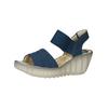 Riemchensandale FLY LONDON "Fly London Sandalen Leder", Damen, Gr. 38, blau, Leder, casual, Schuhe