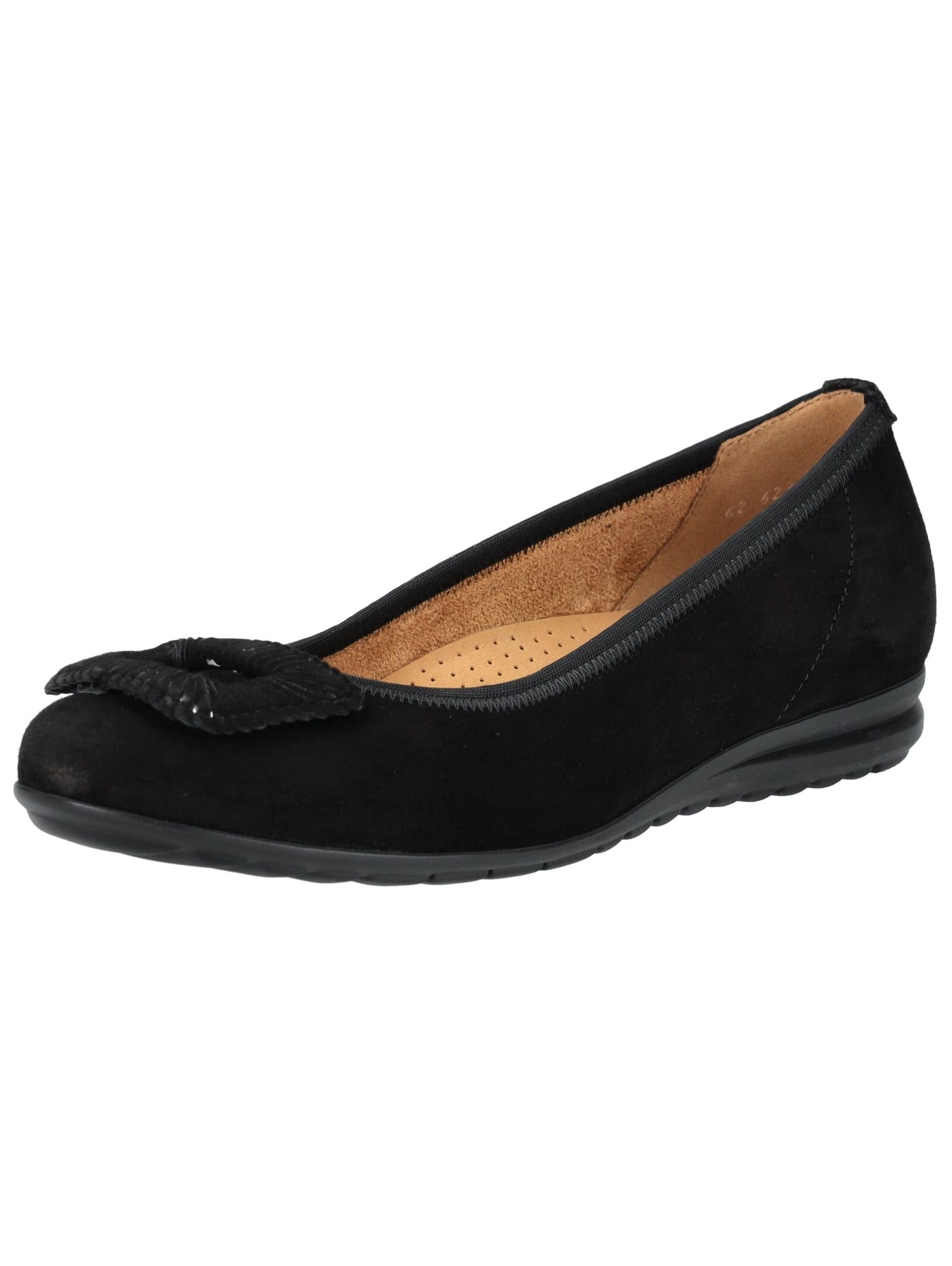 Ballerina GABOR COMFORT "Gabor Comfort Ballerinas Veloursleder", Damen, Gr. 40, schwarz, Veloursleder, Schuhe Ballerina