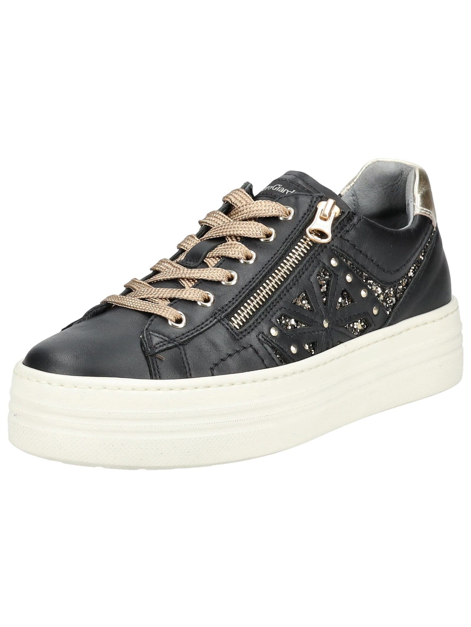 Sneaker NERO GIARDINI "Nero Giardini Sneaker Leder/Textil", Damen, Gr. 40, schwarz (schwarz kombi), Leder, Textil, Schuhe Sneaker