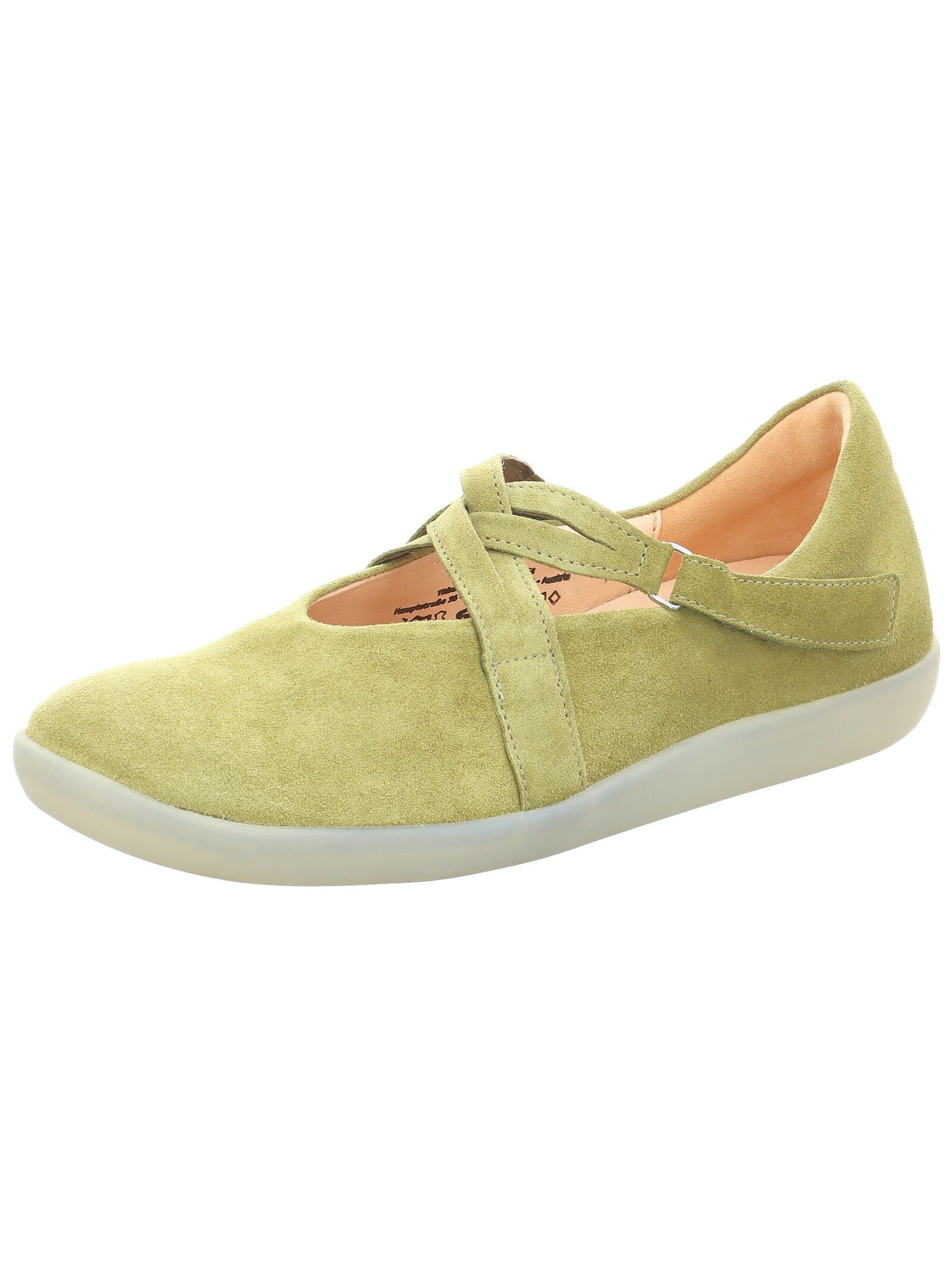 Slipper THINK "Think Slipper Veloursleder", Damen, Gr. 38,5, grün, Veloursleder, Schuhe Slipper