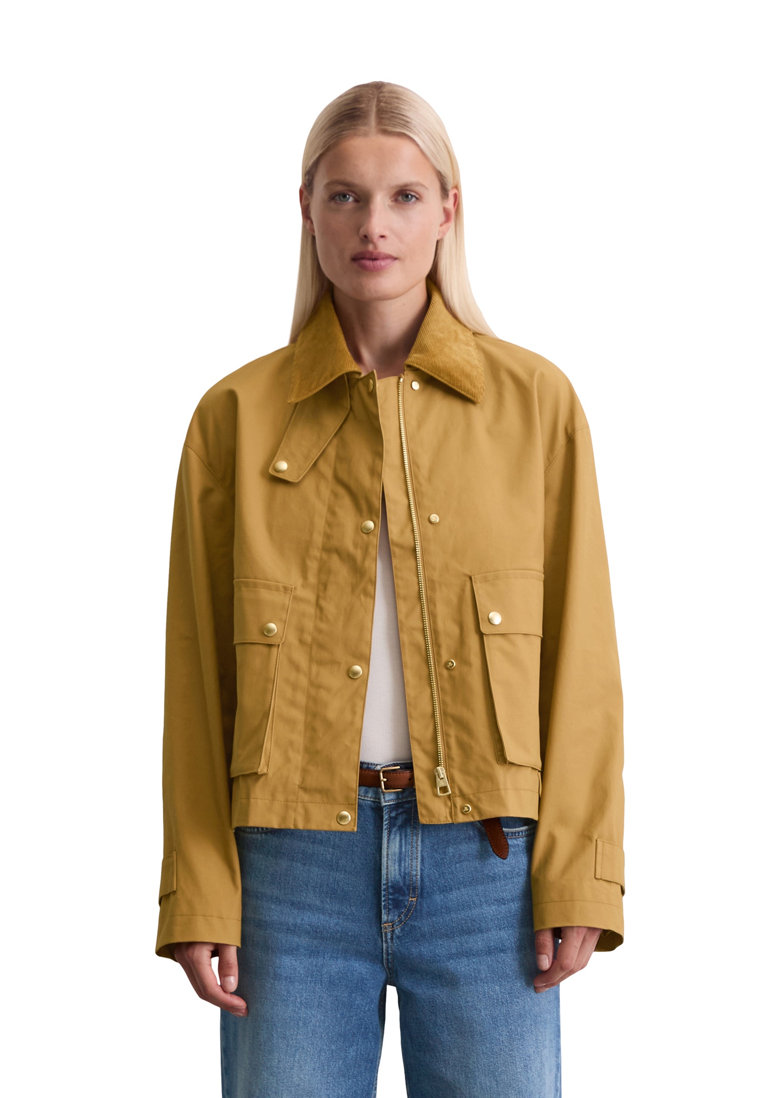 Outdoorjacke MARC O'POLO "aus Waxed-Cotton", Damen, Gr. 42, beige (schwarzer sand), Obermaterial: 100% Baumwolle; Füllung: 100% Nicht verfügbar; Futter: 100% Baumwolle, unifarben, Casual, regular fit, Jacken