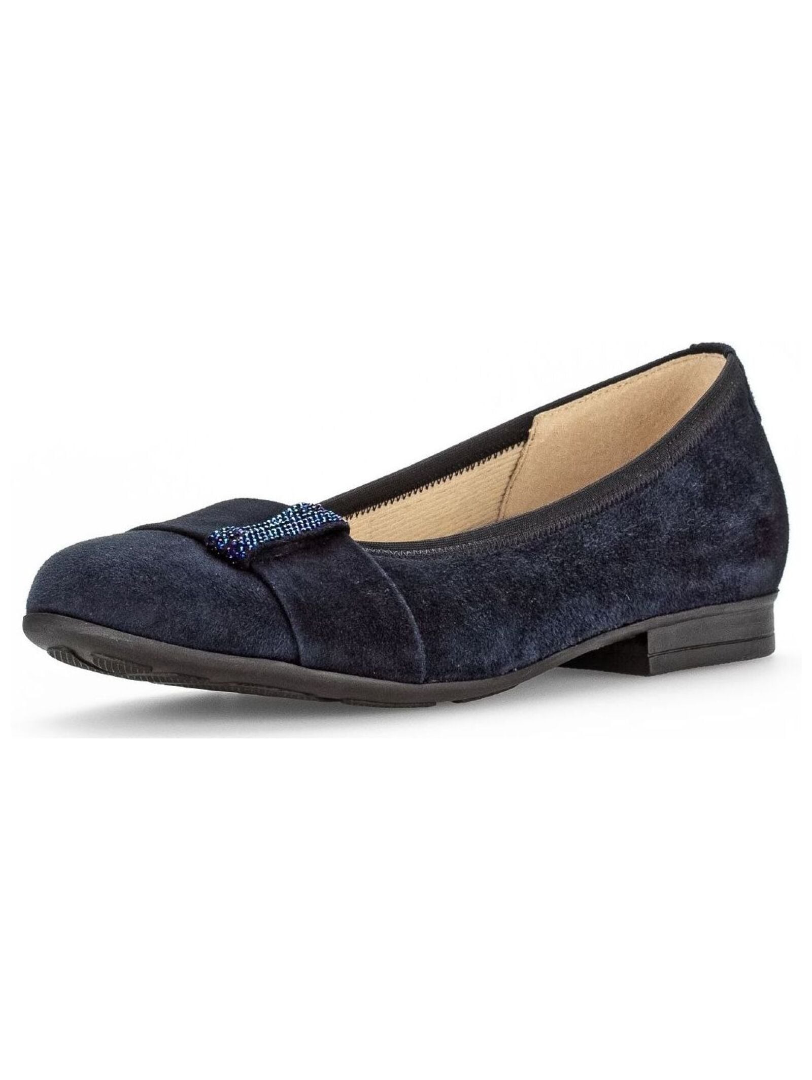 Ballerina GABOR COMFORT "Gabor Comfort Ballerinas Veloursleder", Damen, Gr. 37,5, blau (dunkelblau), Veloursleder, Schuhe Ballerina