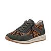 Keilsneaker REMONTE, Damen, Gr. 44, braun (khaki, leo), Leder, Lederimitat, animal-print, sportlich, Schuhe, Schnürschuh, Halbschuh, Casual-Sneaker mit Innenreißverschluss