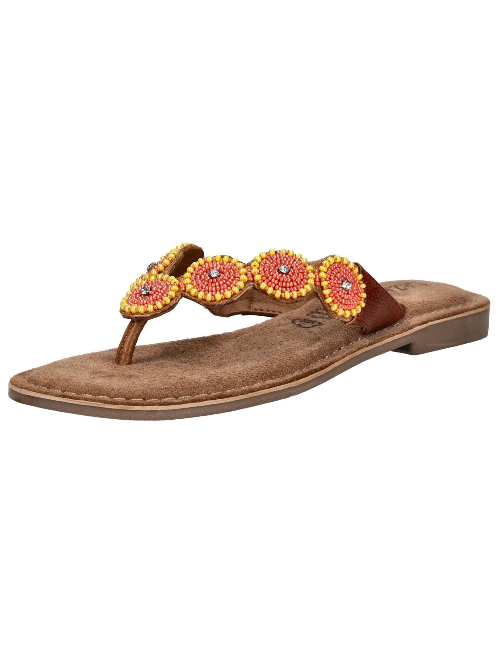 Zehentrenner LAZAMANI "Lazamani Zehensteg Leder", Damen, Gr. 37, orange, Leder, Schuhe Zehentrenner