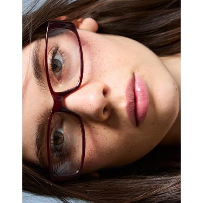 Bershka Rectangular Resin Sunglasses With Blue Light Filter Women Burgundy