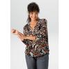 Langarmshirt ANISTON PLUS, Damen, Gr. 52, blau, braun, weiß, orange, braun, Jersey, Obermaterial: 95% Viskose, 5% Elasthan, bedruckt, figurumspielend Po-bedeckend, V-Ausschnitt, Shirts, mit fantasievollem Retro-Druck - NEUE KOLLEKTION