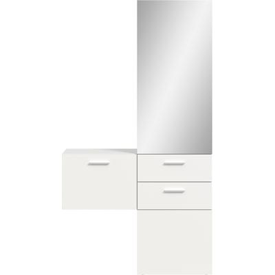 Garderoben-Set INOSIGN, weiß (weiß melamin), B:104cm H:190cm T:36cm, Kastenmöbel-Sets, Lumo, Garderobenset Breite: 104 cm, Spiegel, 2 Schubladen, Flur, Diele Image