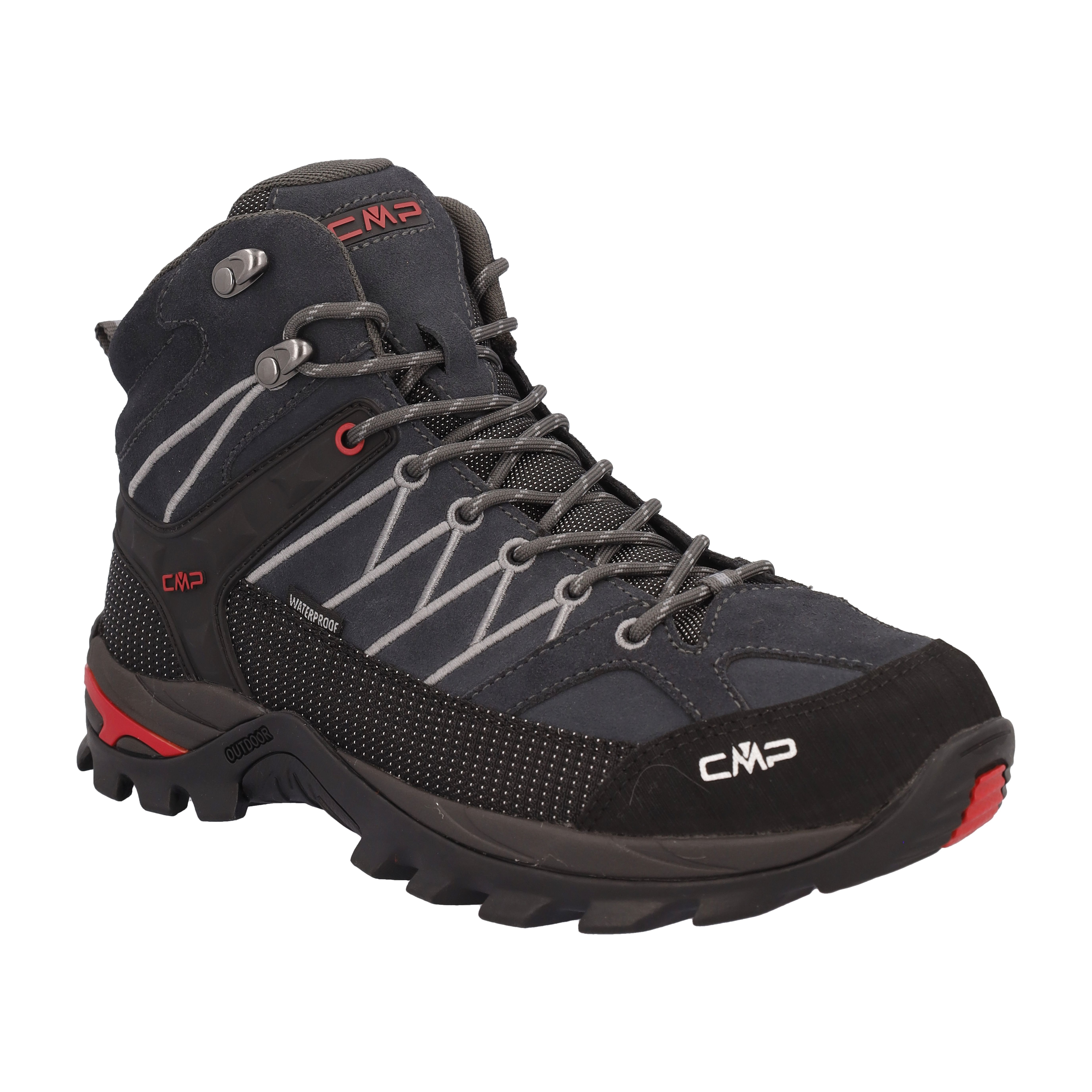 Wanderschuh CMP "RIGEL MID WP TREKKING SHOES", Herren, Gr. 42, titanio, ferrari, Leder, Schuhe Wanderschuh, wasserdicht
