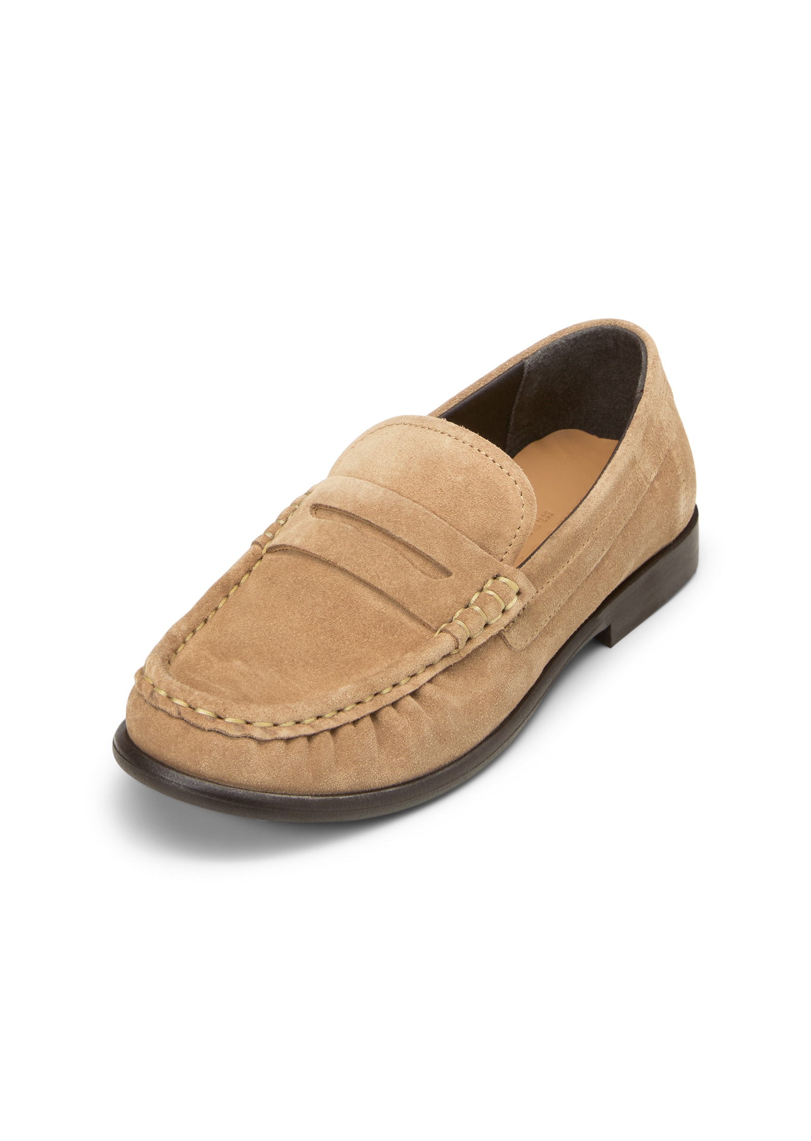 Loafer MARC O'POLO "aus hochwertigem Velours-Rindleder", Damen, Gr. 38, beige (light pure sand), Obermaterial: 100% Leder (Rind), Schuhe Loafer