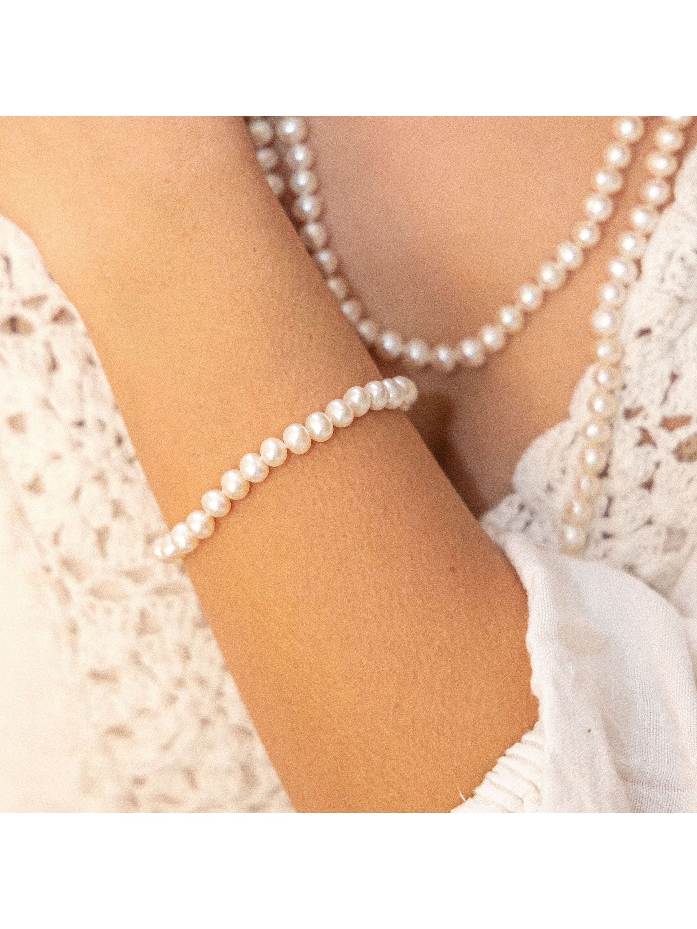 Zeeme Pearls Armband Silber 925 rhodiniert mit weißen Perlen 6mm Image