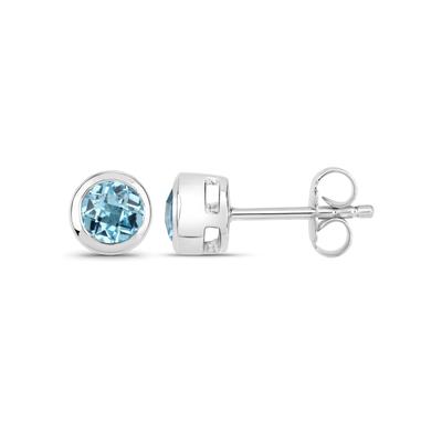 Vira Jewels Ohrstecker 925-Sterling Silber rhodiniert Glänzend Topas blau rund Image