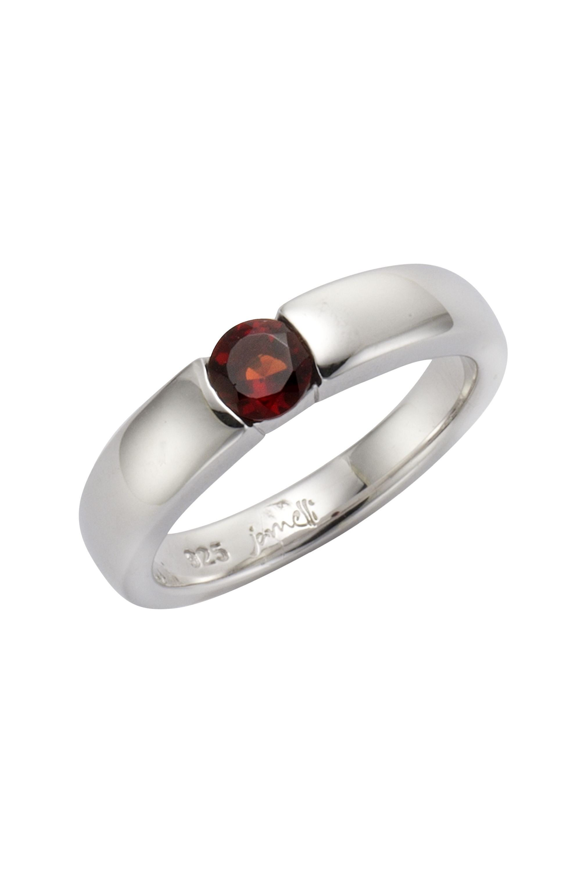 Jamelli Ring Silber 925 rhodiniert mit echtem Granat Image