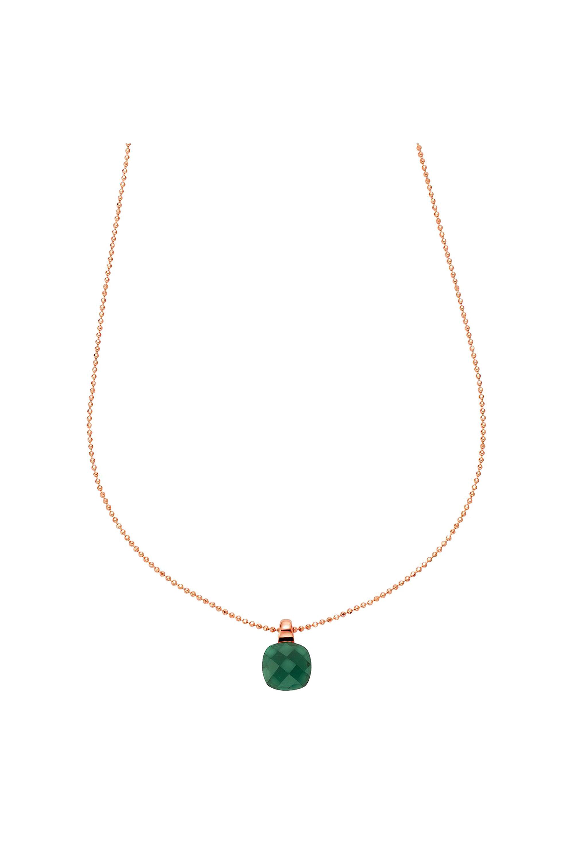 Jamelli Anhänger mit Kette 925 Silber rosé vergoldet Quarz grün (beh.)