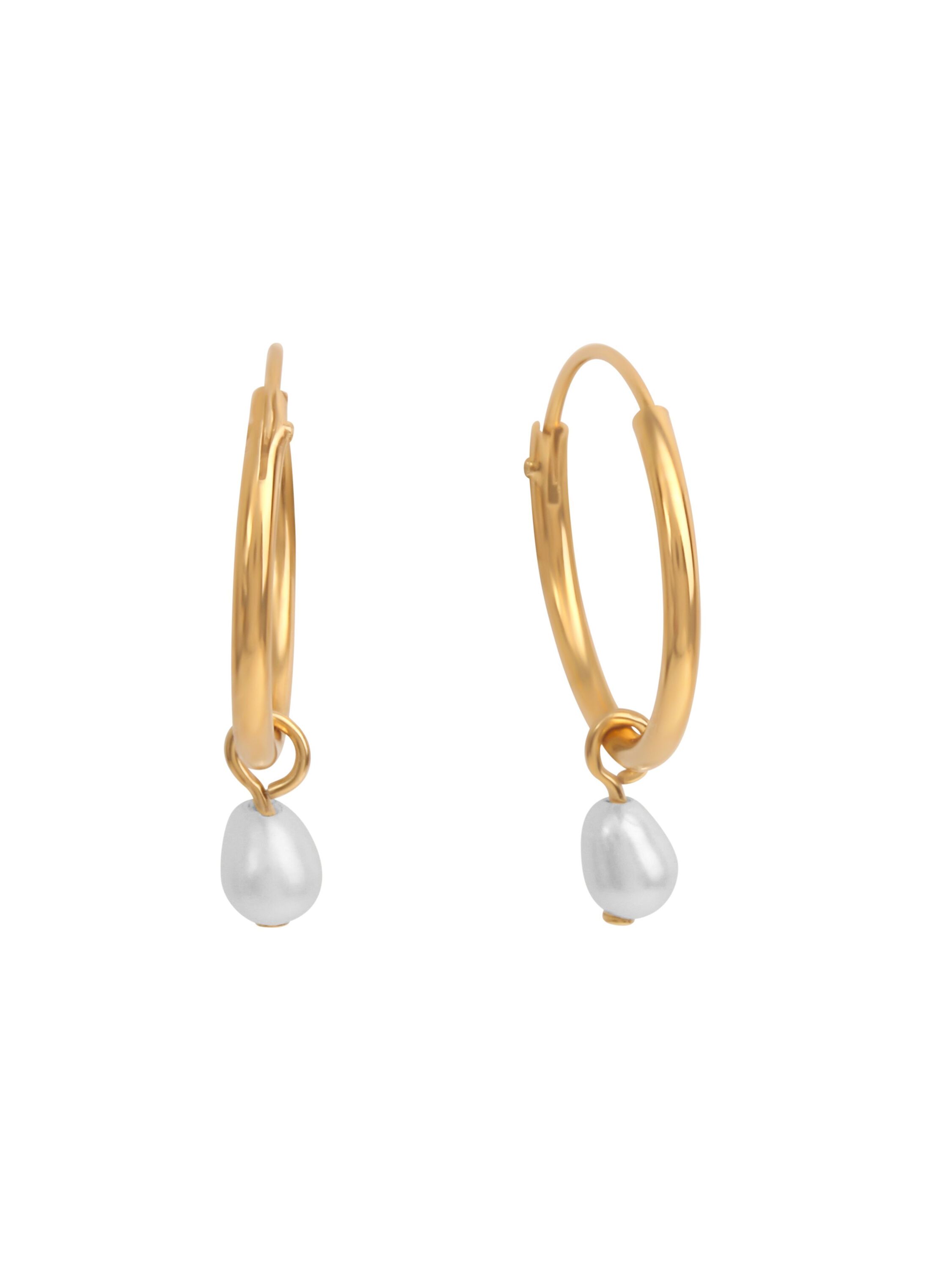 Zeeme Pearls Ohrringe Silber 925 vergoldet mit weißen Perlen 3x5mm Image