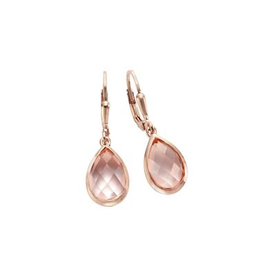 Jamelli Ohrringe Silber 925 rosé-vergoldet mit echten Rosenquarz-Tropfen Image