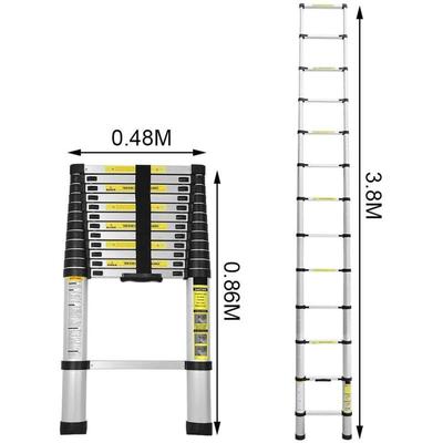 Wolketon - swanew 3,8M Teleskopleiter, Alu Leiter Rutschfester, Ausziehbar Klappleiter Stehleiter, Image