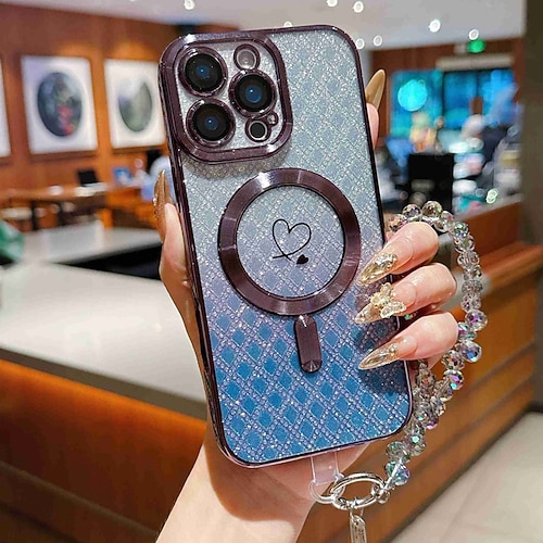 telefono Custodia Per iPhone 17 Pro Max 17 Air 16 Pro Max 15 Pro Max 16e 14 Pro Max 13 Pro Max Copertura Posteriore con Cordino Supporta la Ricarica Wireless Non Ingiallente Gradiente di Colore Fibra