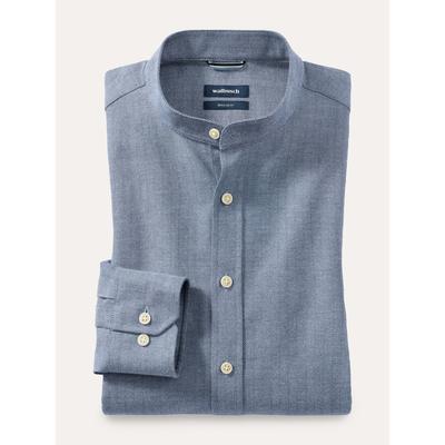 Walbusch Herren Flanell Stehkragen Hemd Blau Image