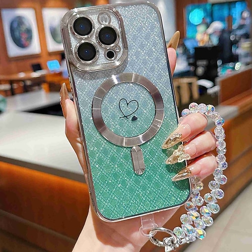 telefono Custodia Per iPhone 17 Pro Max 17 Air 16 Pro Max 15 Pro Max 16e 14 Pro Max 13 Pro Max Copertura Posteriore con Cordino Supporta la Ricarica Wireless Non Ingiallente Gradiente di Colore Fibra