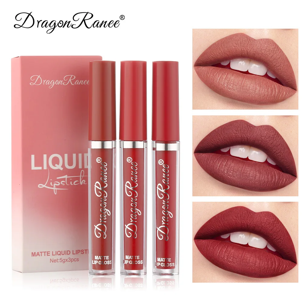 3 stücke Samt Matte Lippenstift Set Langlebig Wasserdicht Lip Gloss Nicht Transfer Nude Non Stick Lip Glasur Make-Up Schönheit Kosmetik