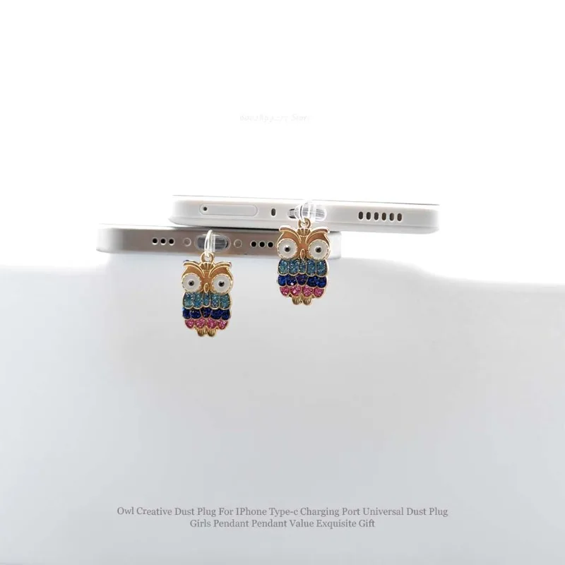 Eule Kreative Staub Stecker Für IPhone Typ-c Lade Port Universal Staub Stecker Mädchen Anhänger Anhänger Wert Exquisite geschenk Image
