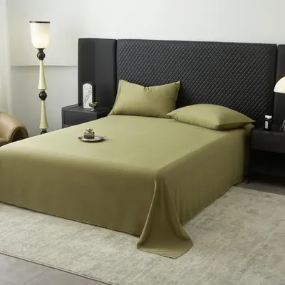 Super King Size Top Sheet, Bettwäsche aus Eukalyptus-Lyocell-Faser, seidiges 102 x 108 Zoll olivgrünes Bettlaken 274 x 259 cm, 1 Stück