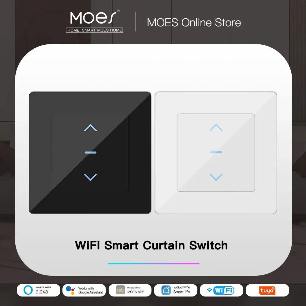 Neues WiFi Smart Curtain Switch Touch Design für motorisierte Vorhänge und Rollos funktionieren mit der Tuya Smart Life App Alexa Google