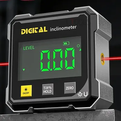 1pcs Digital Display Inclinometer Installation Balance Measurement Aluminum Shell Laser Level Angle Measuring Tool with Magnetic