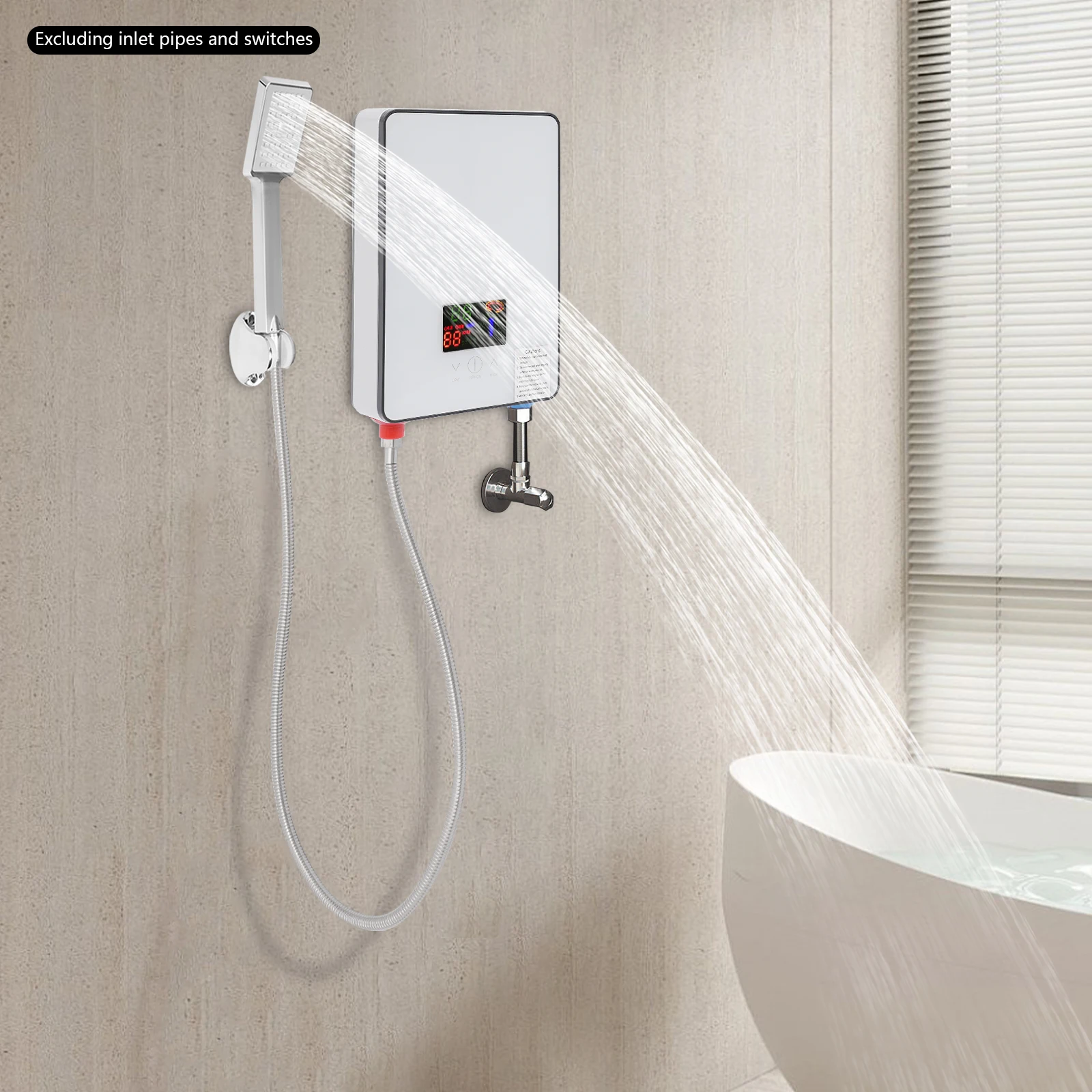 Warmwasserbereiter, elektrischer Warmwasserbereiter, Durchlauferhitzer, Startwasserdurchfluss, 1,2–1,5 l/0,32–0,4 Gallonen/min, 0,6 MPa Wasserdruck Image