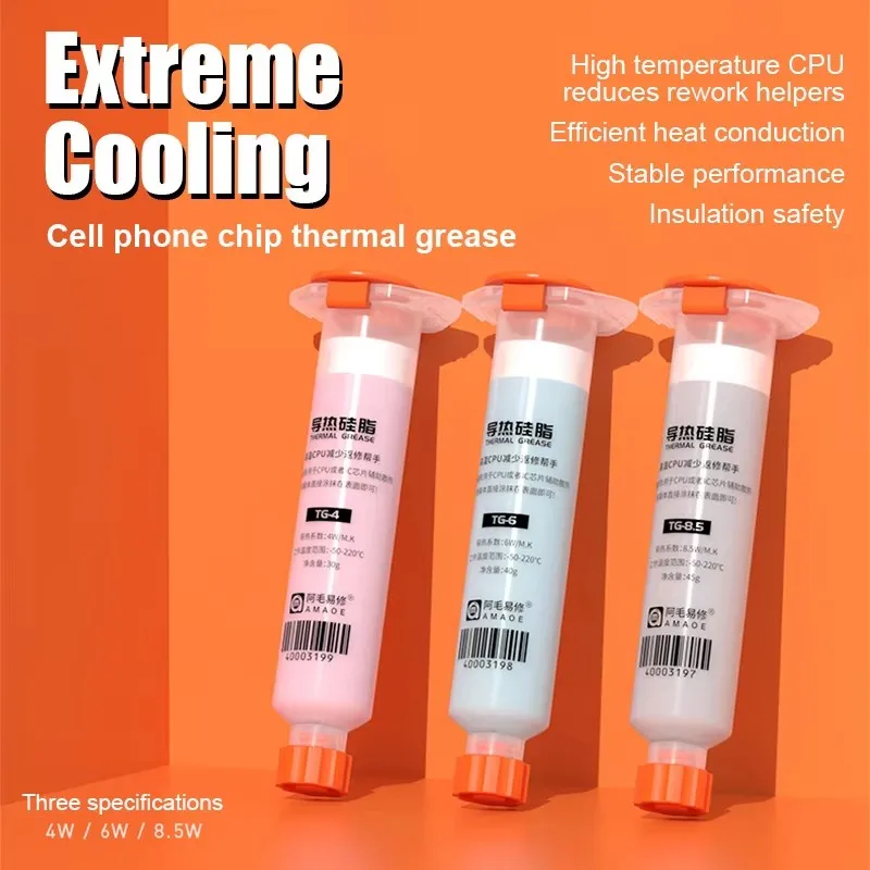 AMAOE 1PCS Wärmeleitpaste 10Ccc Rosa/Blau/Grau Wärmeleitfähigkeit 4W/6W/8,5W für Telefon Laptop Computer CPU Image