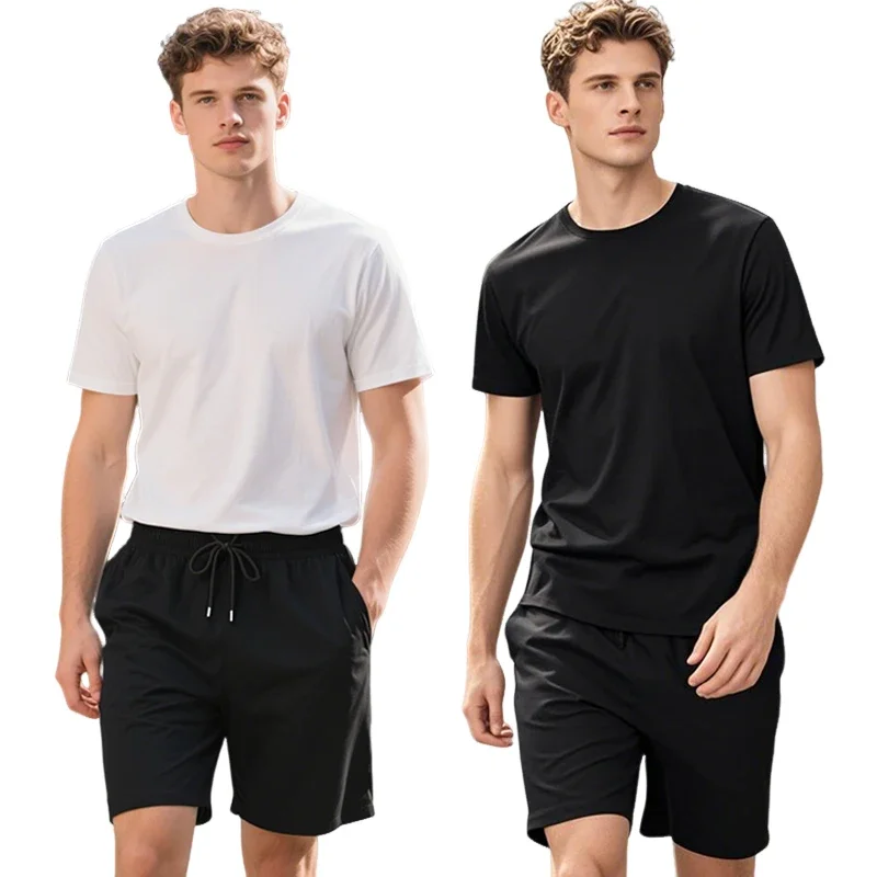 Men T-shirt&shorts Set Spring Summer Urban Casual O-neck Tees Walking Shorts Spring Summer Sporty Short Tracksuits Men's Clothes