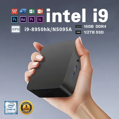 Intel Core i9 8950HK Portable Mini PC Computer Windows 11 16GB 1/2TB SSD Gaming Computer WiFi 6 USB office Mini Desktop PC