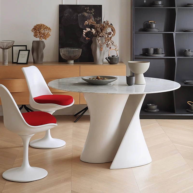 Kleiner, einzigartiger Esstisch für die Küche, luxuriöser Drehteller, luxuriöser Stein, runde Tische, Marmor, moderne weiße Mesas De Jantar-Möbel