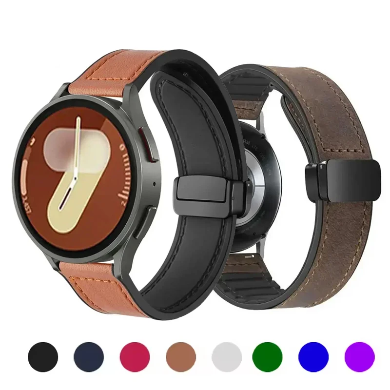 Leder-Silikonarmband für Samsung Galaxy Watch 4 5 6 7/6 Classic 40 mm/44 mm Magnetarmband Correa HUAWEI Watch5 4 GT 2e 3 Band Image