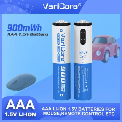 1-10PCS VariCore 1.5V Li-ion AAA USB Rechargeable Batteries 900mWh Fast Charge 1200 Cycles for Toys Remotes More ETC
