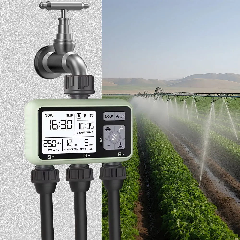 HCT-378 Neuester 2024 Wassertimer mit 3 Ausgängen, unabhängiges Steuerprogramm, digitaler Gartensprinkler Image