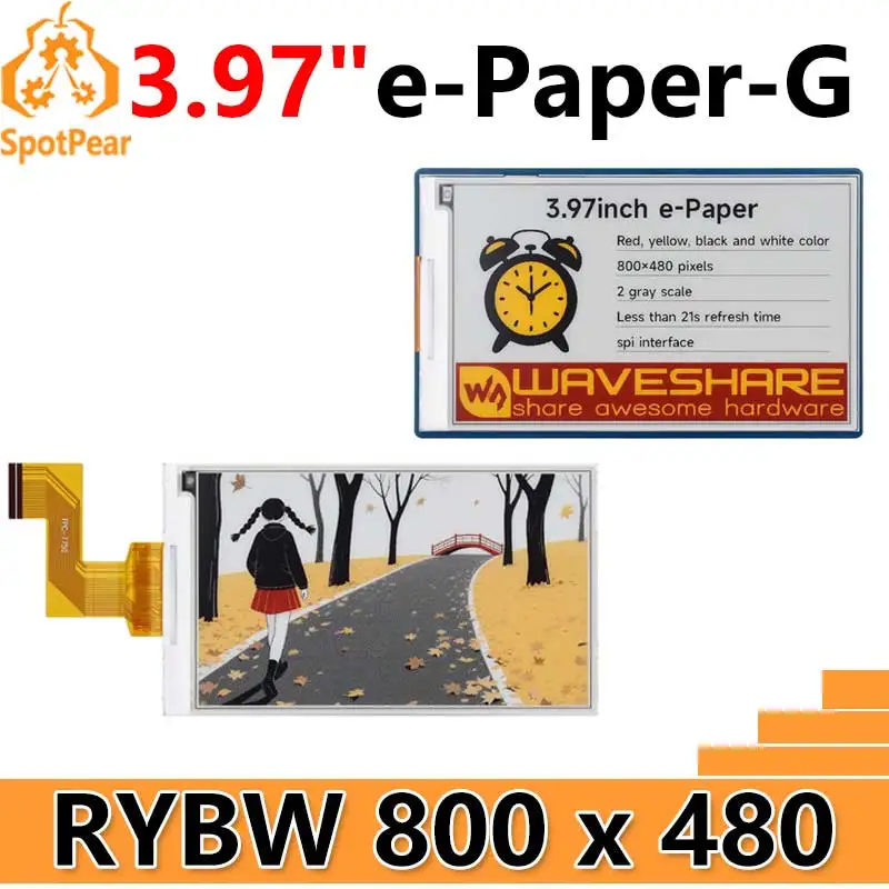Raspberry Pi 3,97 Zoll E-Paper Link (G) RYBW 800x480 für Arduino / Jetson / STM32 /ESP32 Waveshare 3,97 Zoll Image
