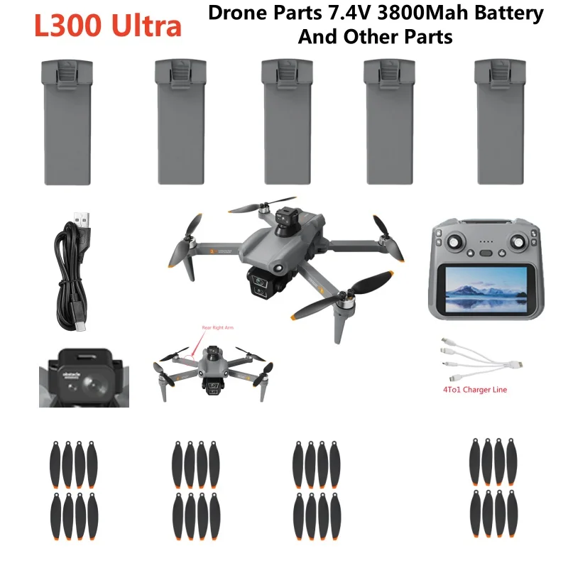 L300 Ultra GPS Fernbedienung RC Drone Quadcopter Ersatzteile Zubehör 7,4 V 3800 Mah Batterie Klinge USB Arm Hindernis vermeiden
