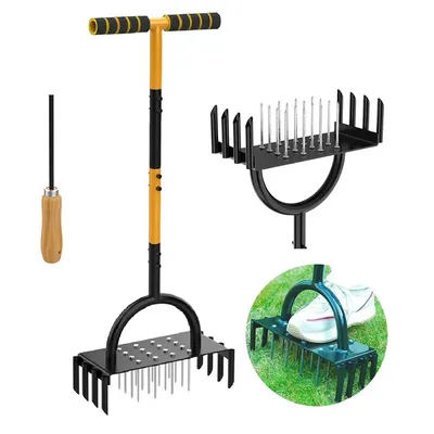 Lawn Aerator Garden Soil Turner Grass Puncher Carbon Steel Soil Spike Handle Grass Hole Puncher
