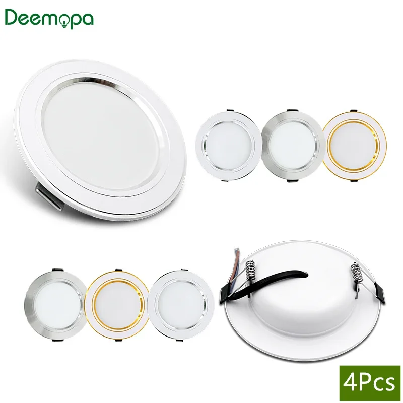 4 Stück LED-Downlights AC 110V 220V Deckenleuchte DC 12V 24V Einbau-LED-Downlight Runde Panelleuchte Strahler Innenbeleuchtung